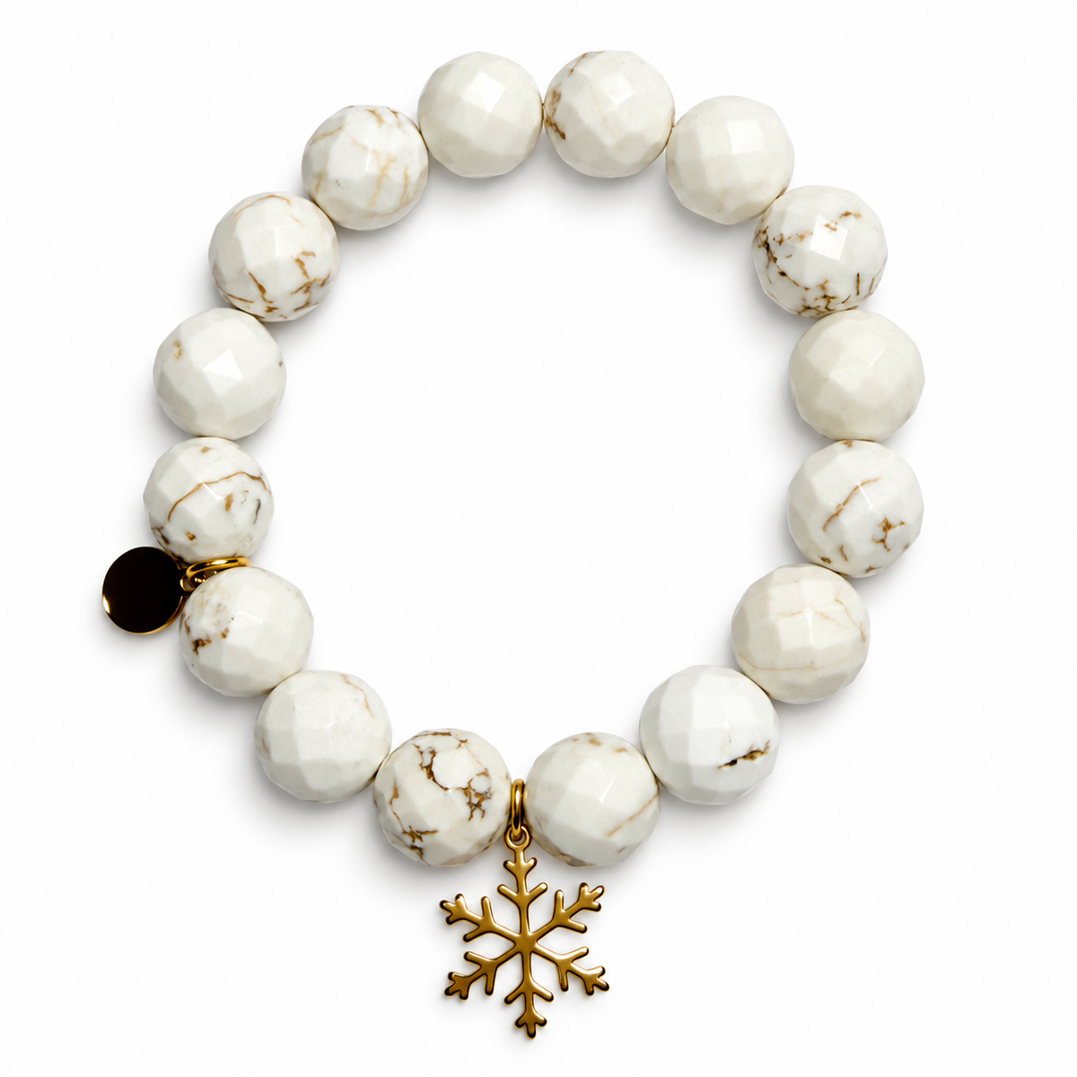 White Magnesite with Gold Pavé Stellar Snowflake — Oriana LaMarca