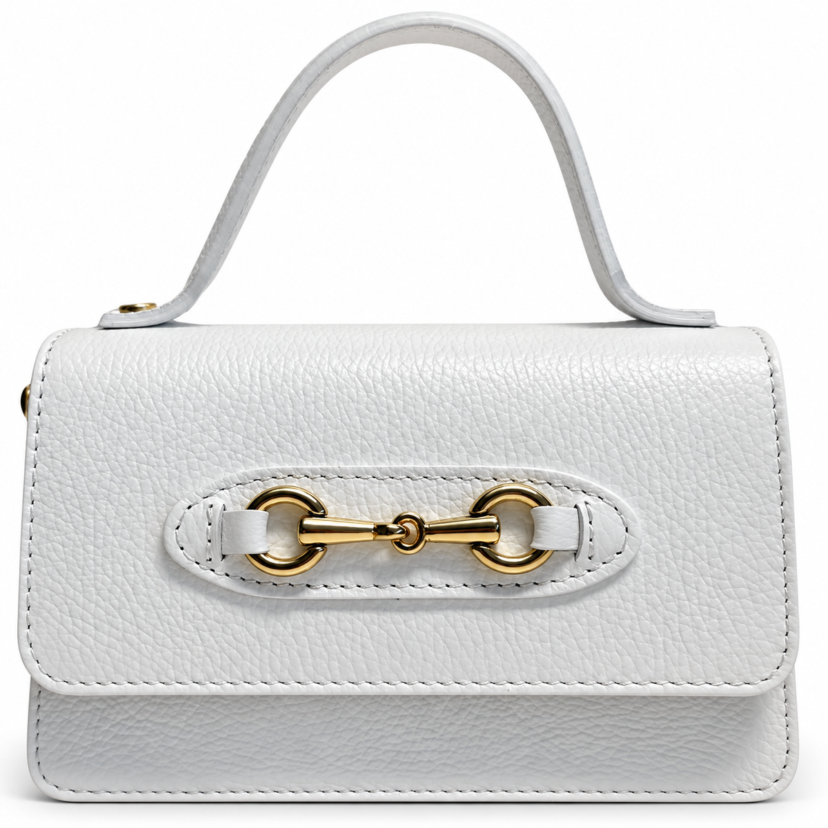 Angelina White Leather Handbag on a white background
