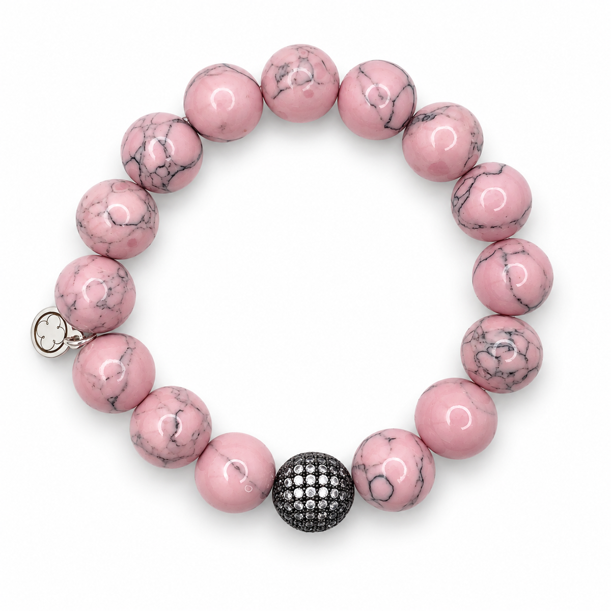 Light Pink Howlite with Micro Pavé Gunmetal - Oriana LaMarca Designs