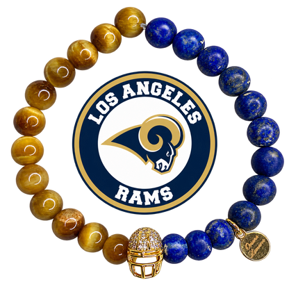 Mens Los Angeles Rams with Gold Pavé Helmet with preserved team logo on transparent background
