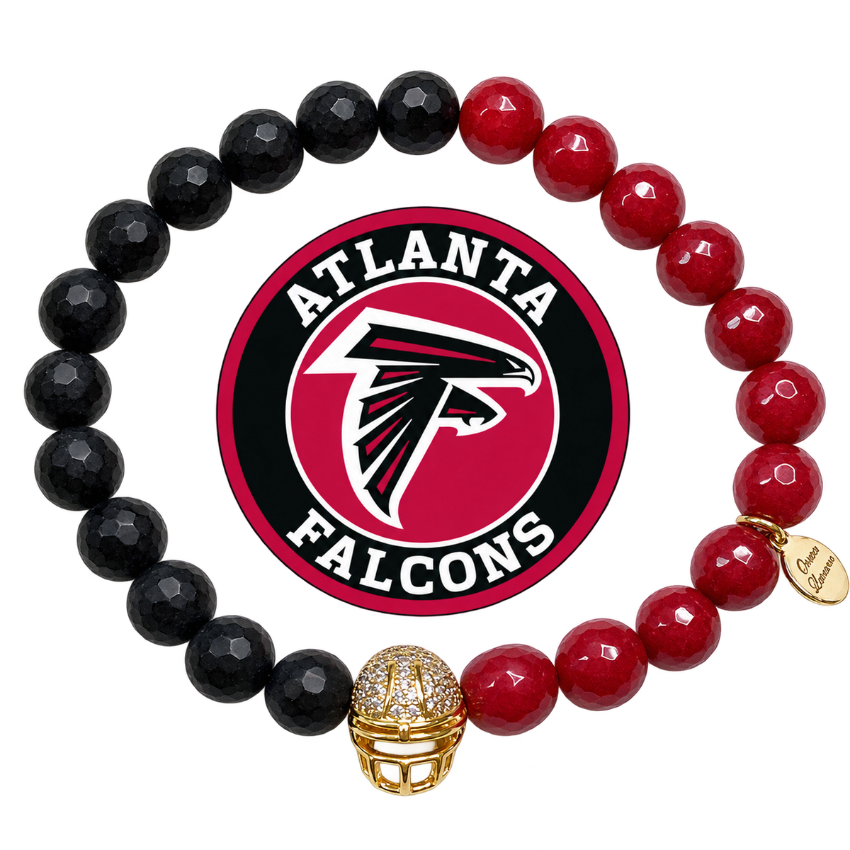 Mens Atlanta Falcons with Gold Pavé Helmet with preserved team logo on transparent background