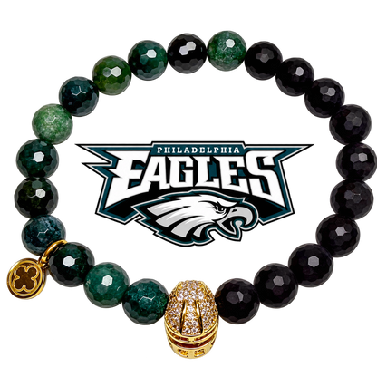 Mens Philadelphia Eagles with Gold Pavé Helmet with preserved team logo on transparent background