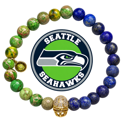 Mens Seattle Seahawks with Gold Pavé Helmet with preserved team logo on transparent background
