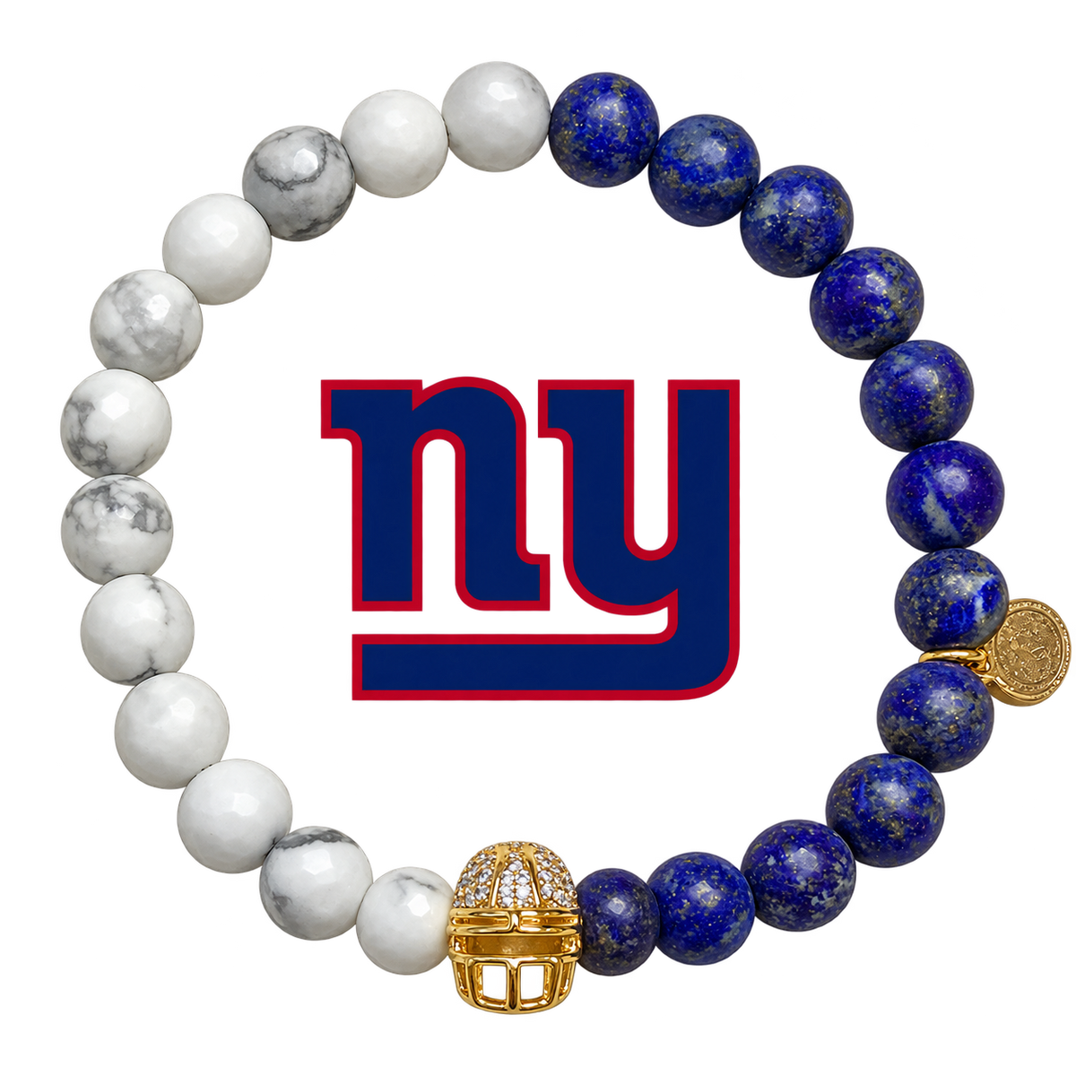 Mens New York Giants with Gold Pavé Helmet with preserved team logo on transparent background
