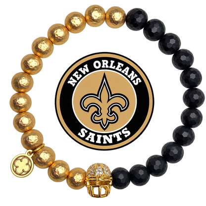 Mens New Orleans Saints with Gold Pavé Helmet with preserved team logo on transparent background