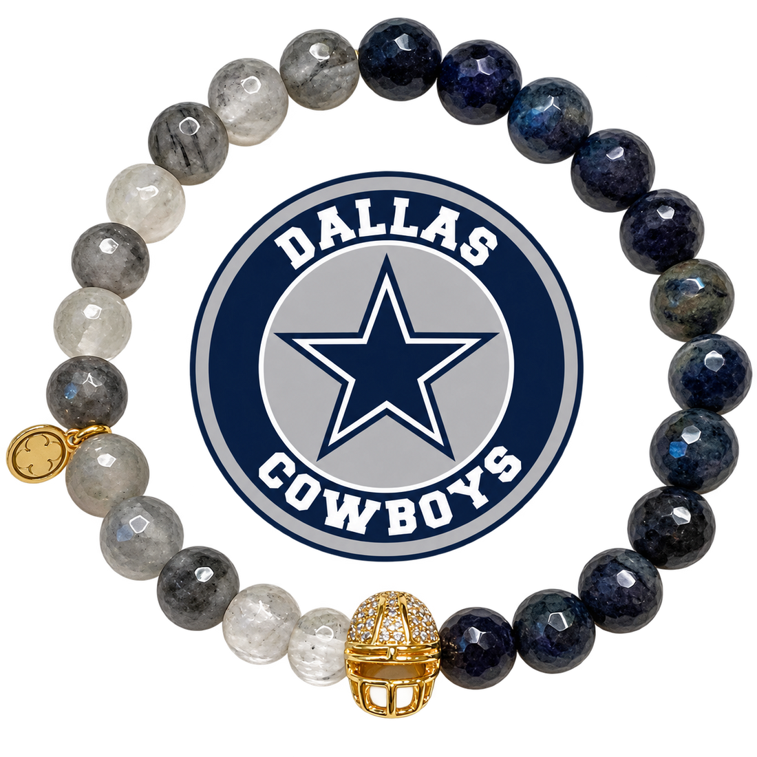 Mens Dallas Cowboys with Gold Pavé Helmet with preserved team logo on transparent background