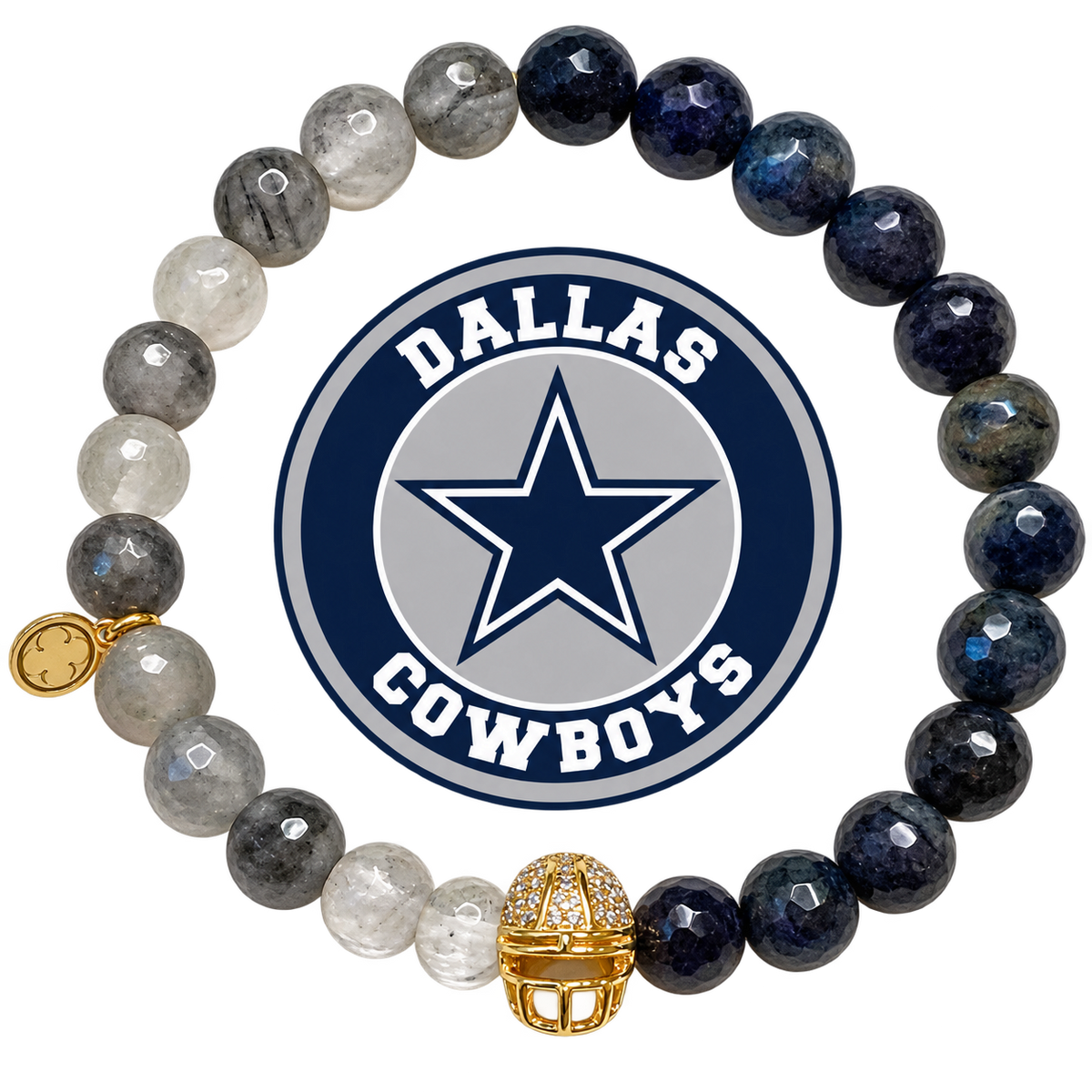 Mens Dallas Cowboys with Gold Pavé Helmet with preserved team logo on transparent background