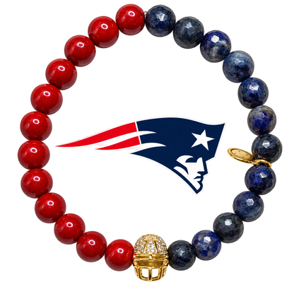 Mens New England Patriots with Gold Pavé Helmet with preserved team logo on transparent background