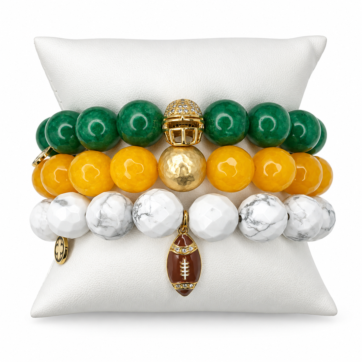 Green Bay Packers Armparty on white studio background