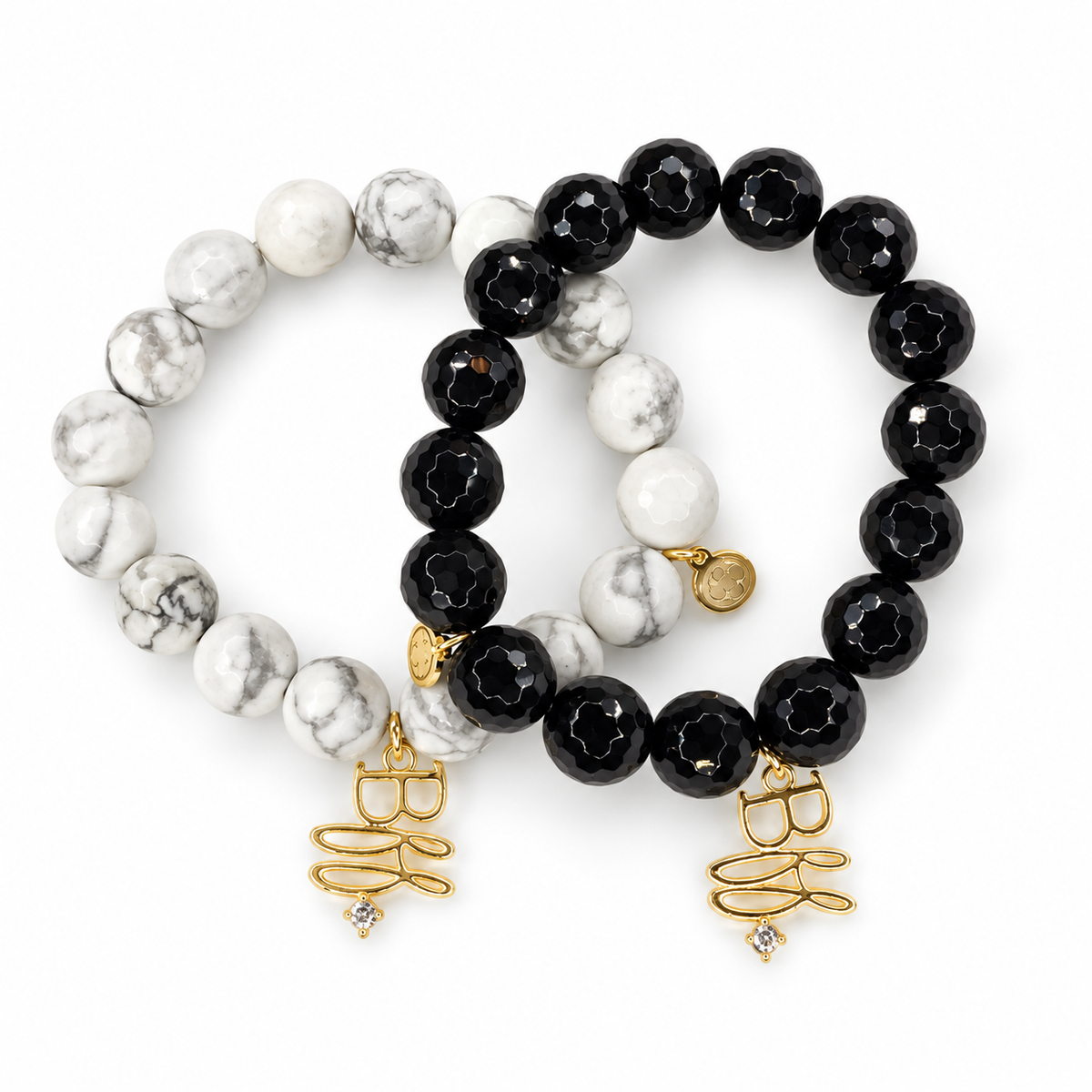 White Howlite with "BFF" Pendant on white studio background