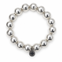 Solid Hammered Sterling Silver Plated Brass Beaded Bracelet on a white background