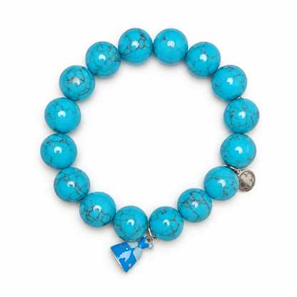 Blue Howlite with Cinderella Pendant on white studio background