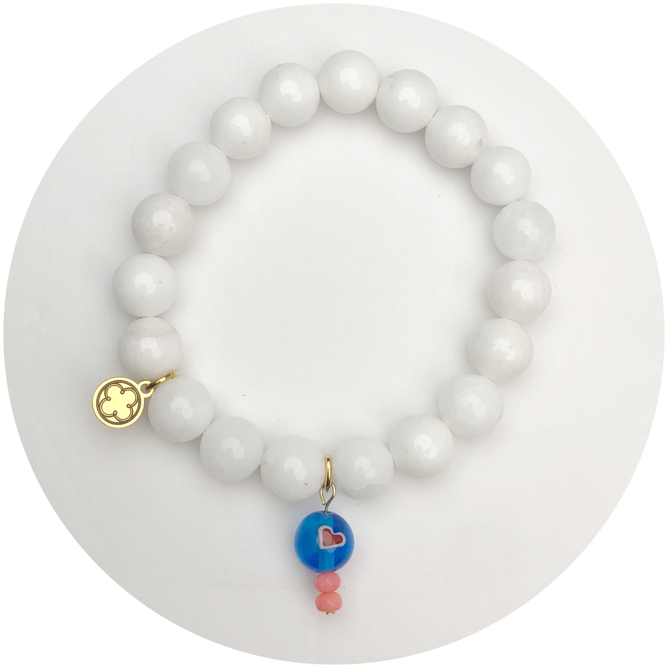 Snowy Jade with Blue Heart Pendant