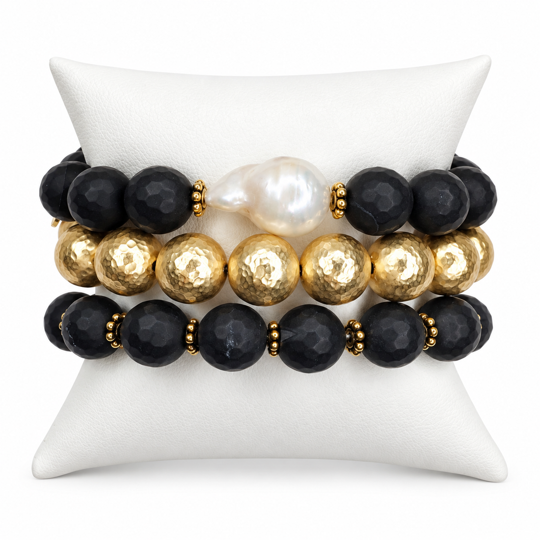 Golden Aura Armparty on white studio background