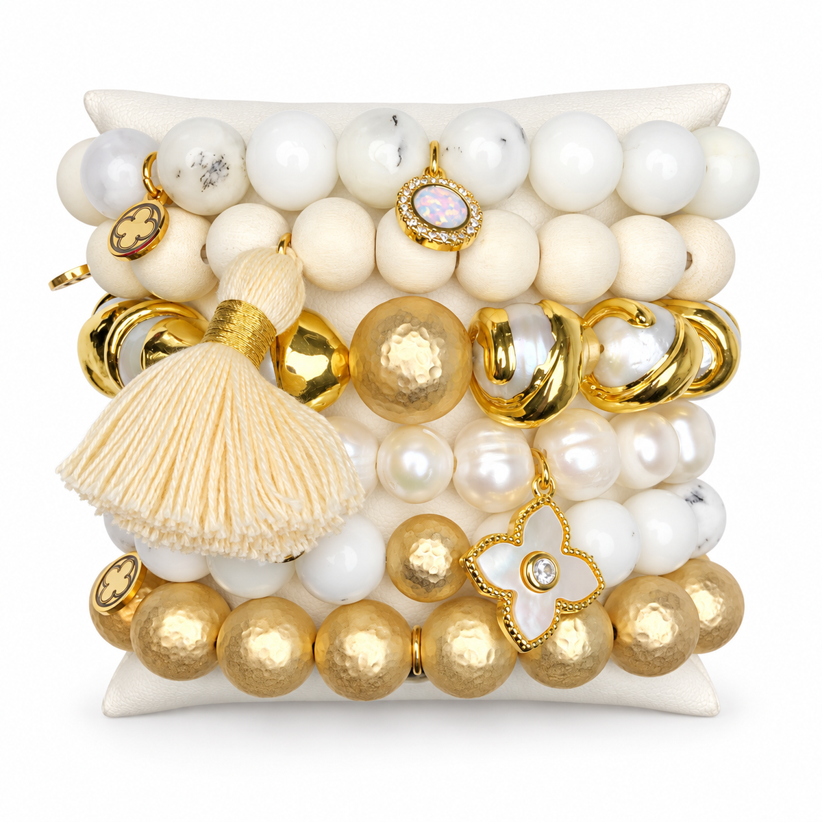 Pearly Whites Armparty on white studio background