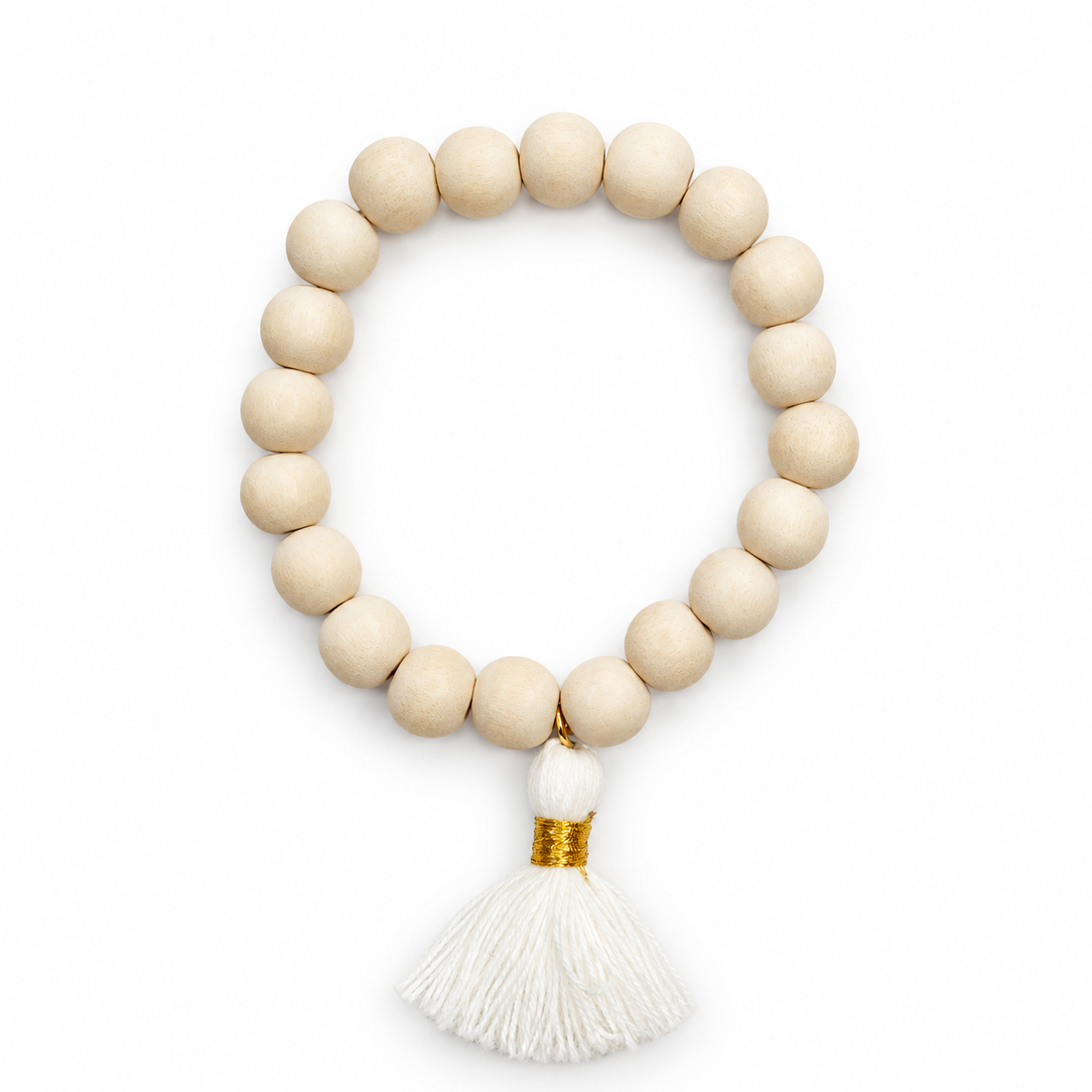 Blonde Wood with White Tassel on white studio background