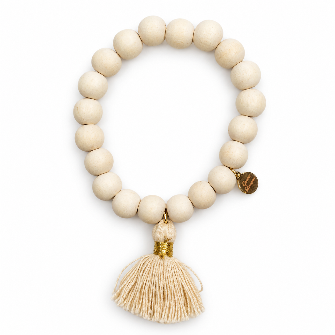 Blonde Wood with Beige Tassel on white studio background