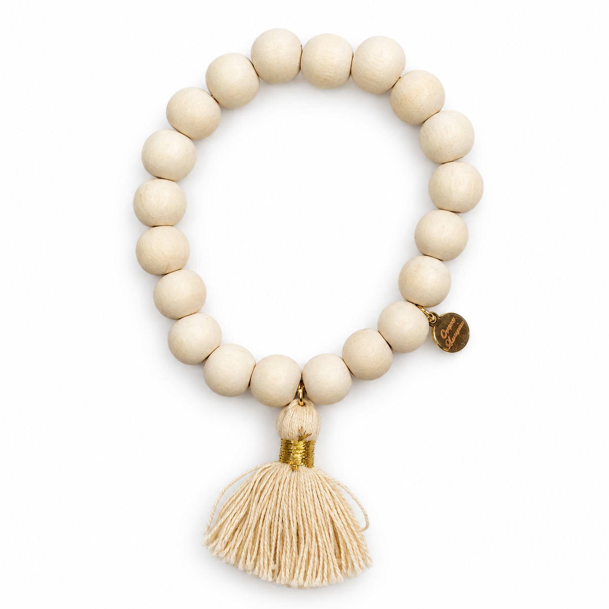 Blonde Wood with Beige Tassel on white studio background