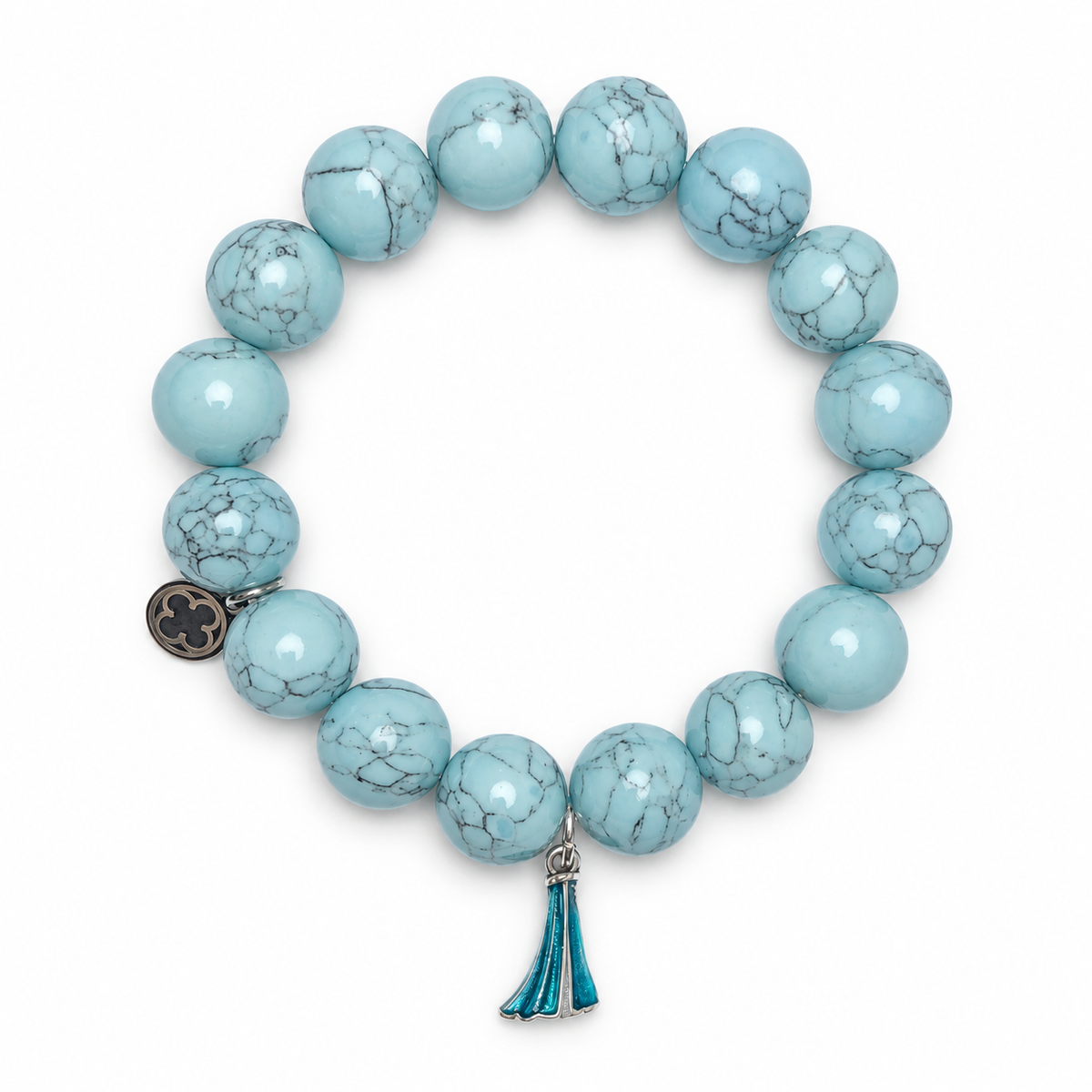 Sky Blue Howlite with Elsa  Pendant on white studio background