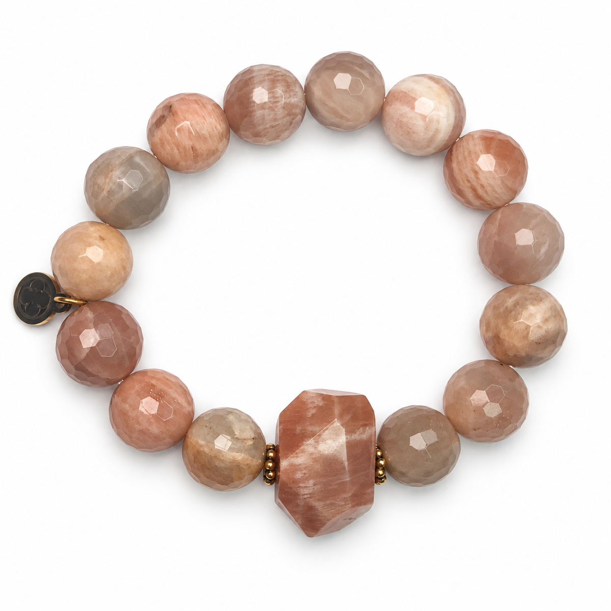 Desert Moonstone with Desert Moonstone Nugget Rock Candy on white studio background