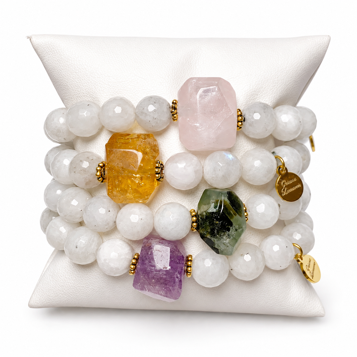 Moonstone Rock Candy Armparty on white studio background
