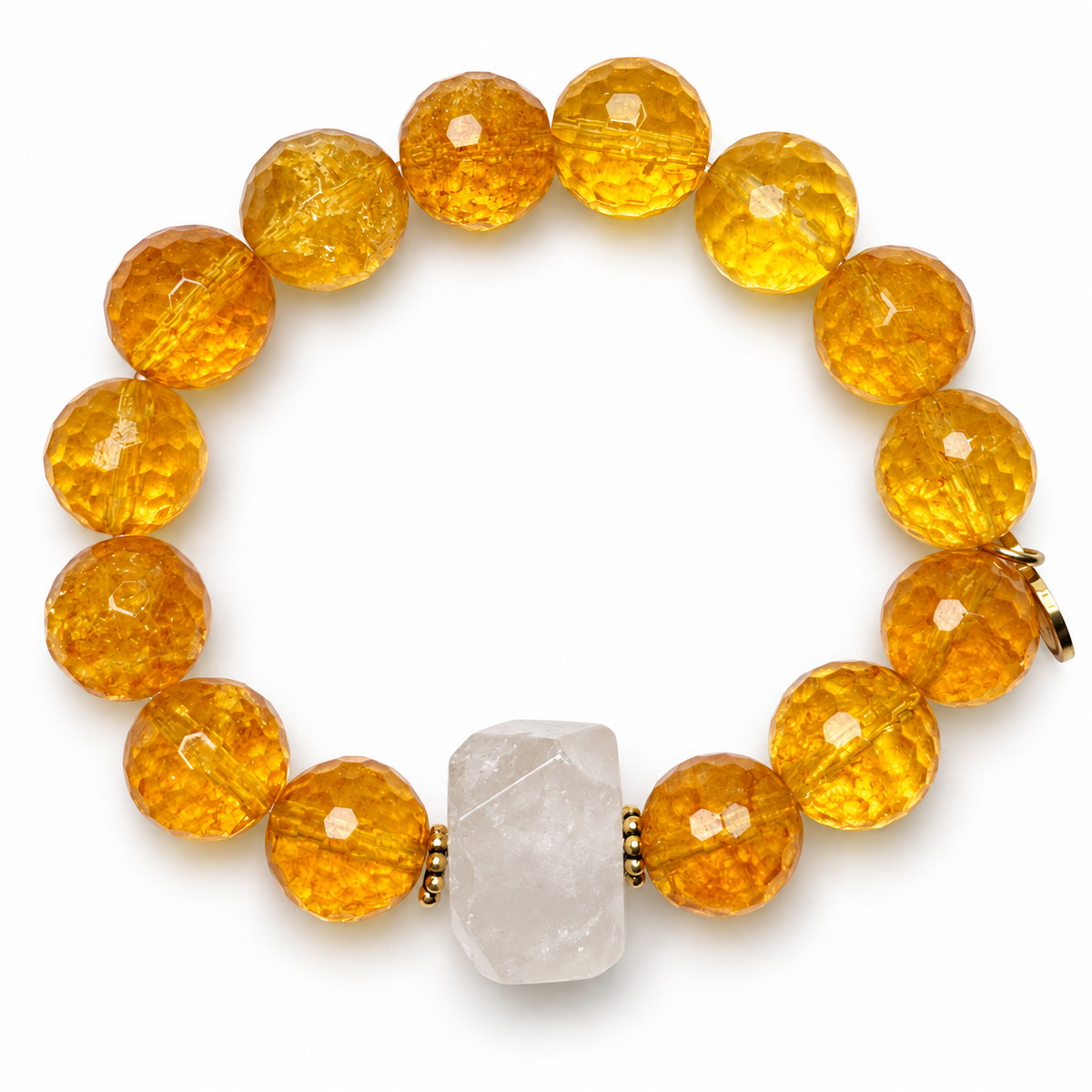 Citrine with White Quartz Nugget Rock Candy on white studio background