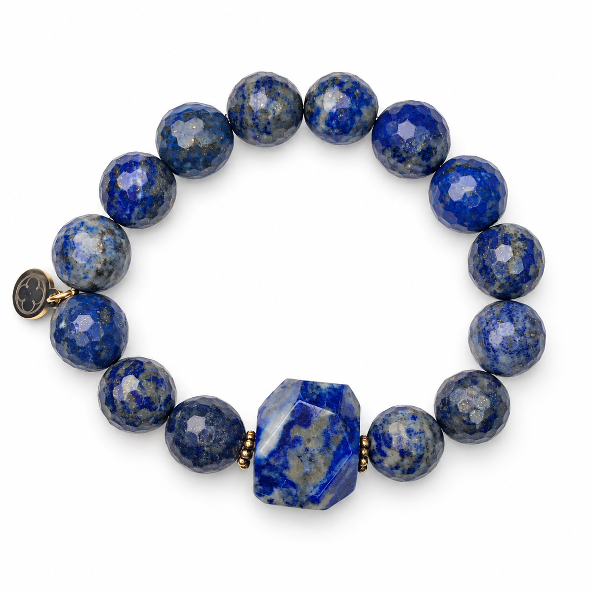 Lapis with Lapis Nugget Rock Candy on white studio background