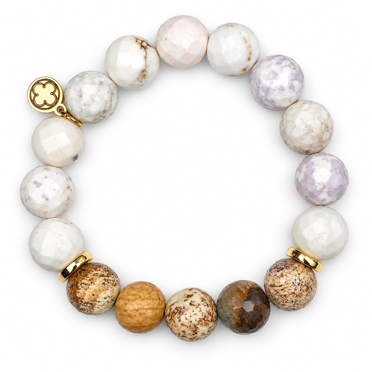 Fossil Agate and Dessert Stone with Gold Spacer