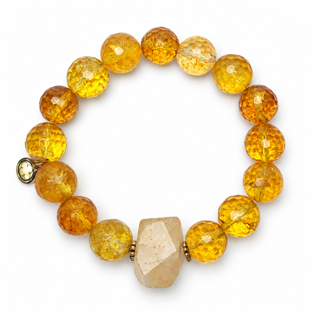 Citrine with Citrine Nugget Rock Candy on white studio background