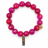 Magenta Jade with Rainbow "Bestie" Pendant on white studio background