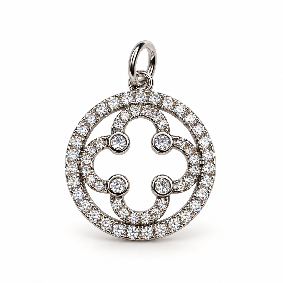 Silver Pavé Signature Logo Pendant - Oriana LaMarca Designs