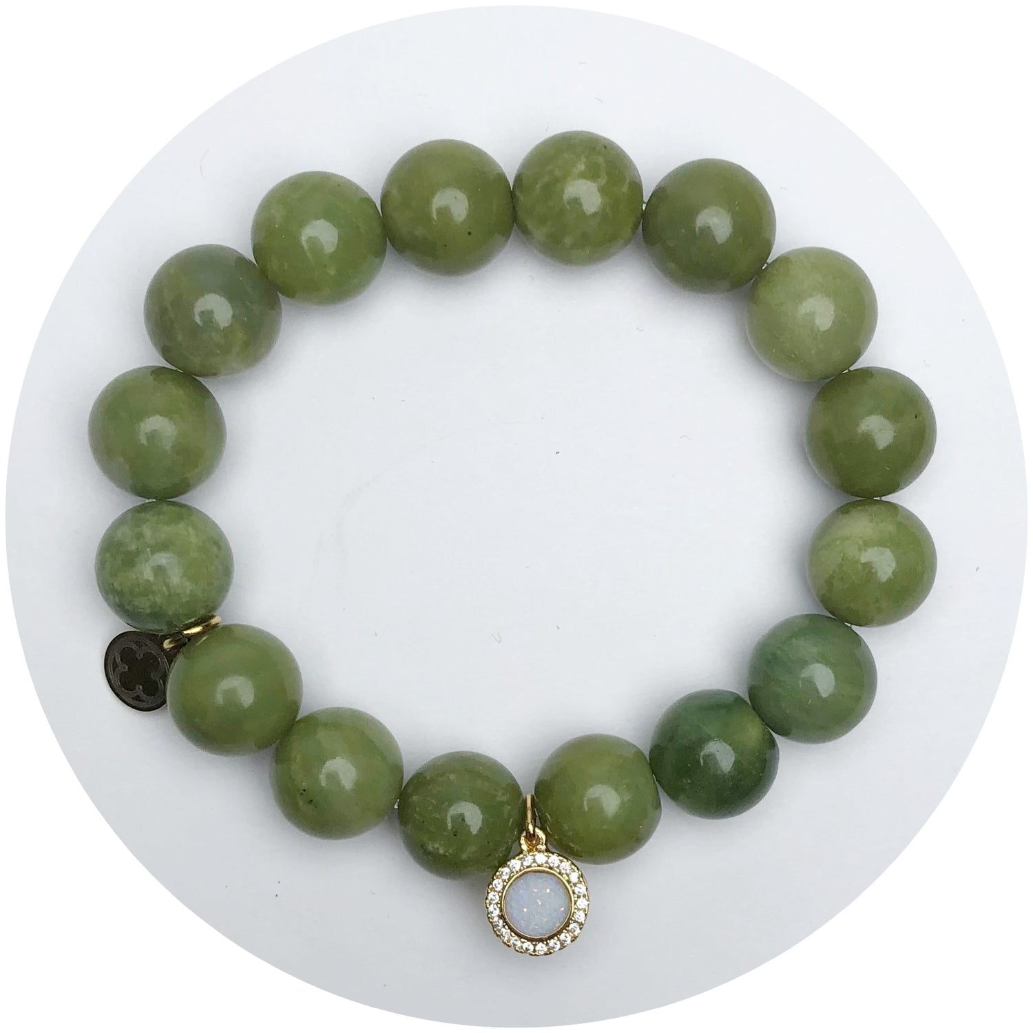 Green Garnet with Pavé Opal Round Pendant