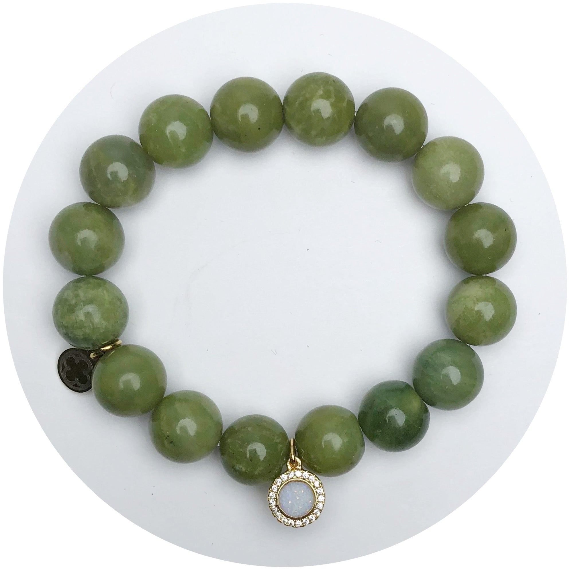 Green Garnet with Pavé Opal Round Pendant