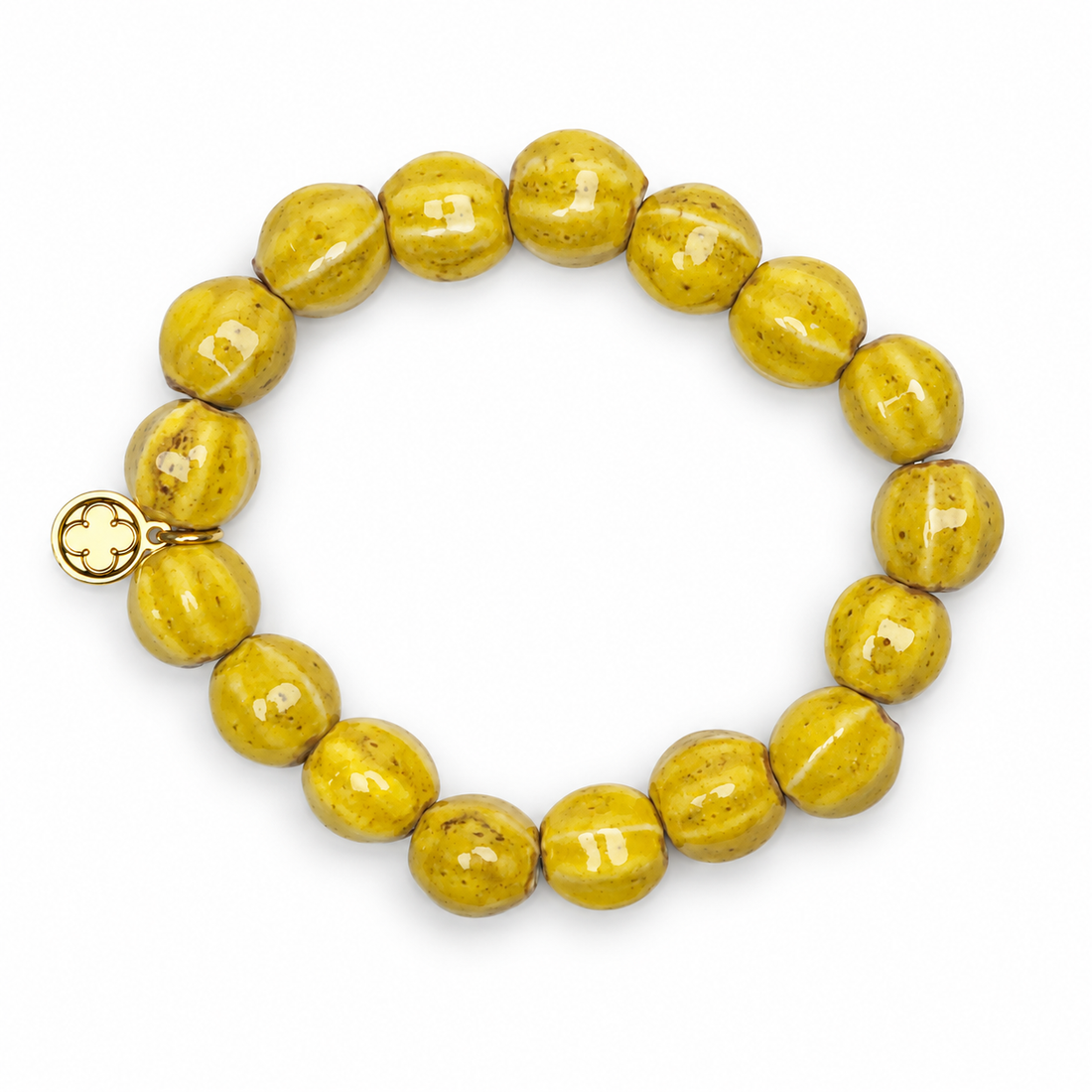 Yellow Ceramic Riccio Beaded Bracelet on white studio background