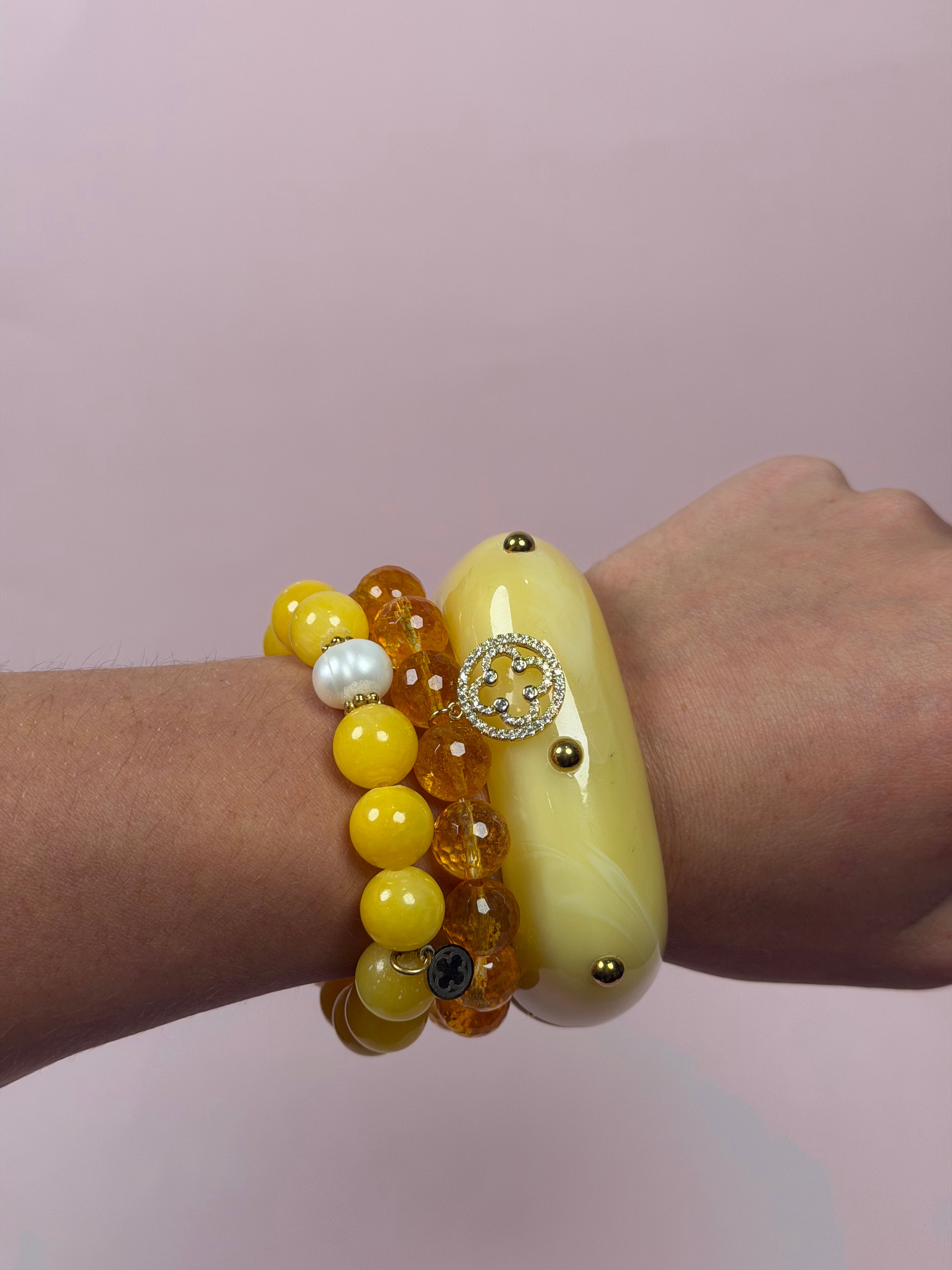 Lucia Yellow Acrylic Hinged Bangle