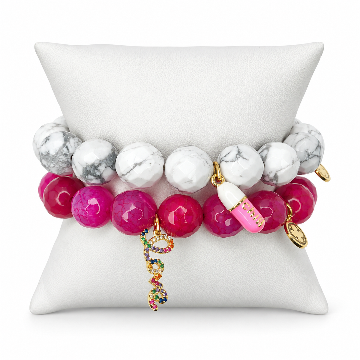 Take a Chill Pill and Fall in Love Armparty on white studio background