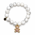 White Howlite with Pink Pavé Teddy Bear Pendant on white studio background
