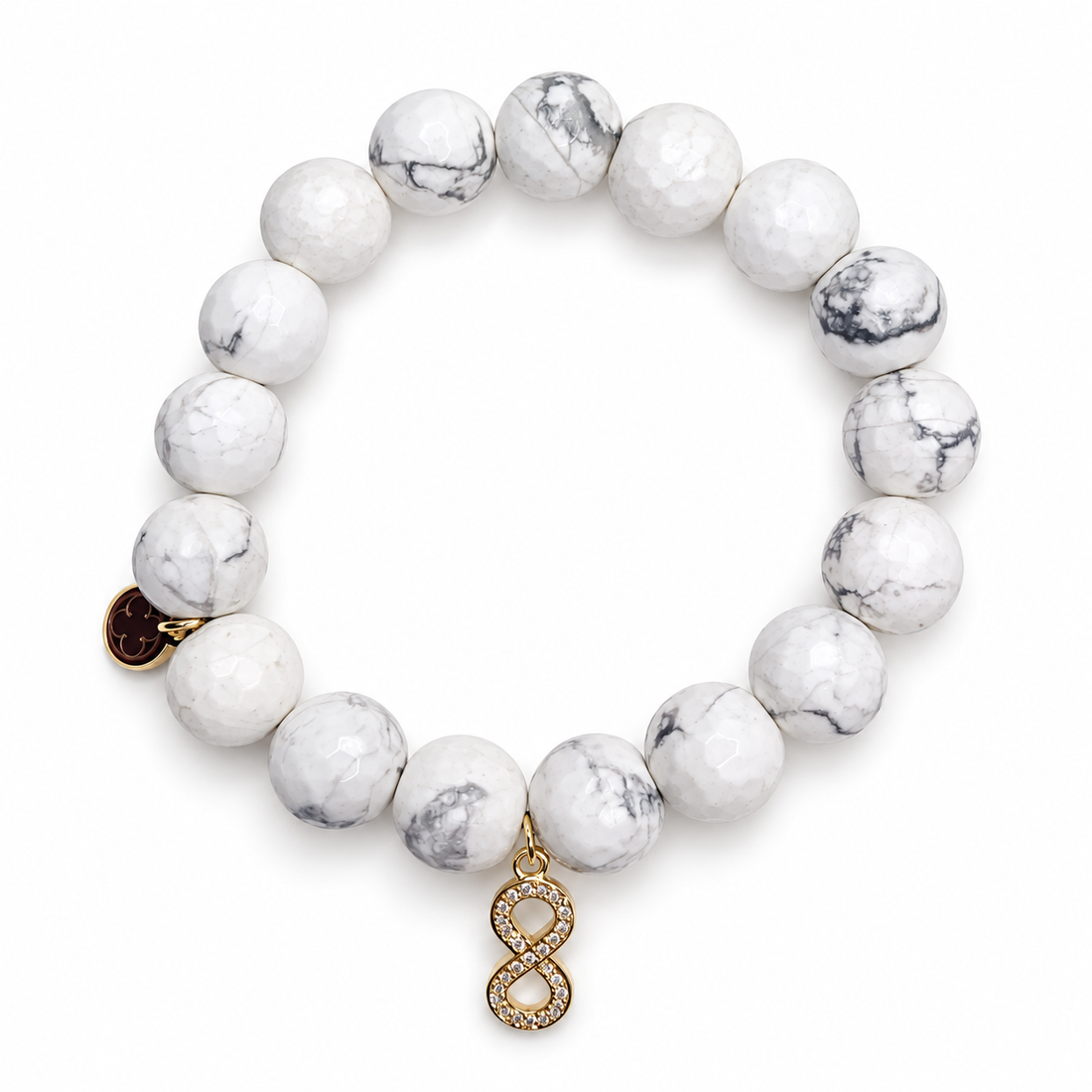 White Howlite with Pavé Infiniti Pendant on white studio background
