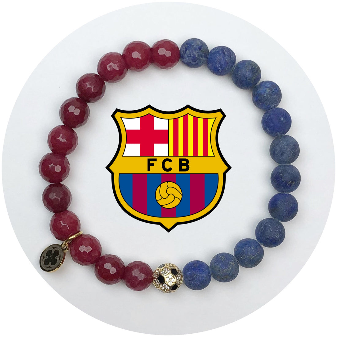 Barcelona Mens Marsala Jade and Matte Lapis with Pavé Soccer Ball