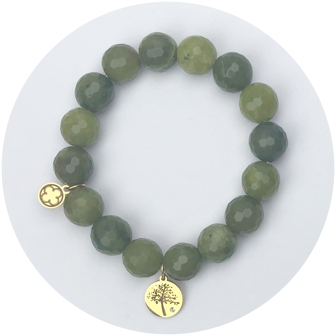 Green Olive Jasper with Pavé Tree of Life Pendant