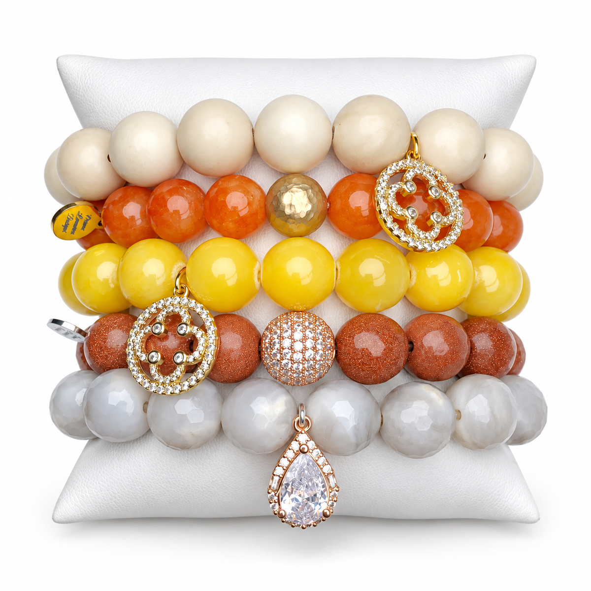 Autumn Blonde Armparty on white studio background