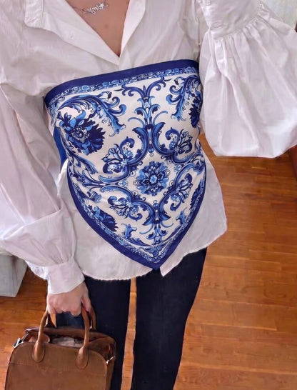 Blue Maiolica Medium Foulard