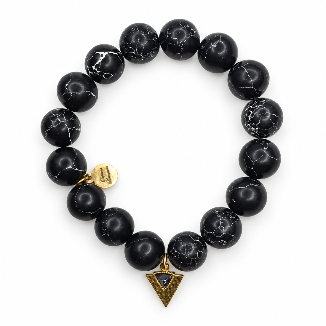 Black Howlite with Black Dagger Pendant on white studio background
