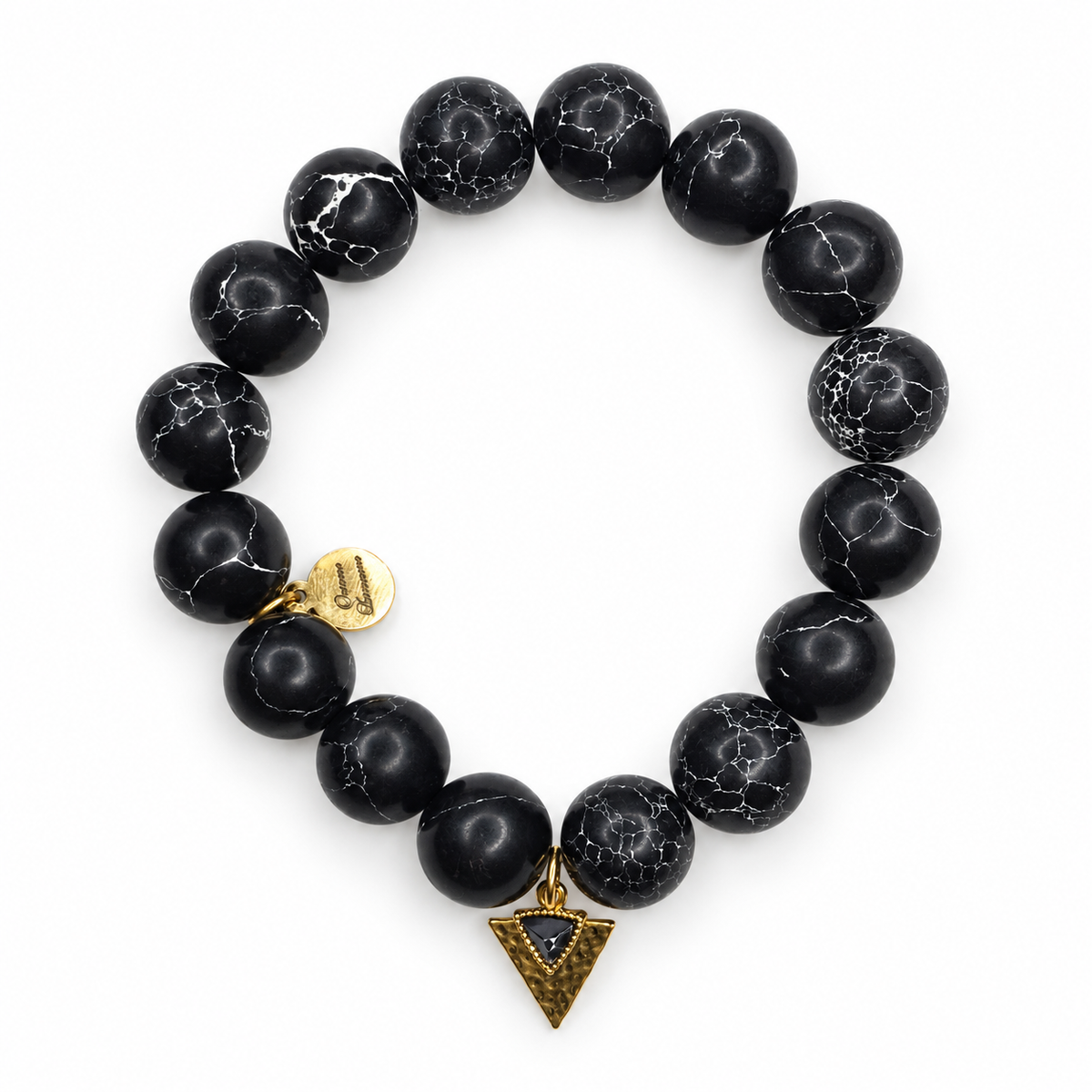 Black Howlite with Black Dagger Pendant on white studio background