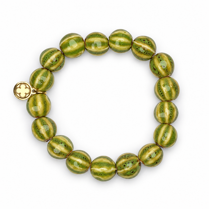 Verde Ceramic Riccio Beaded Bracelet on white studio background
