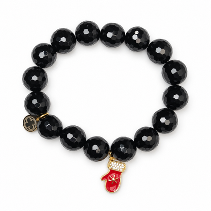 Black Onyx with Red Mitten Pendant on white studio background