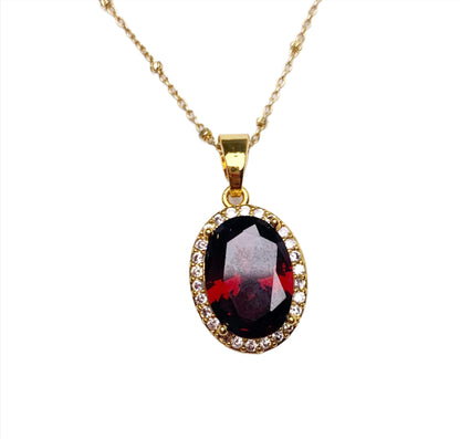 Red Garnet Hidden Gem Pavé Necklace