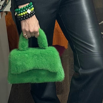 Mindy Green Mink Fur Handbag