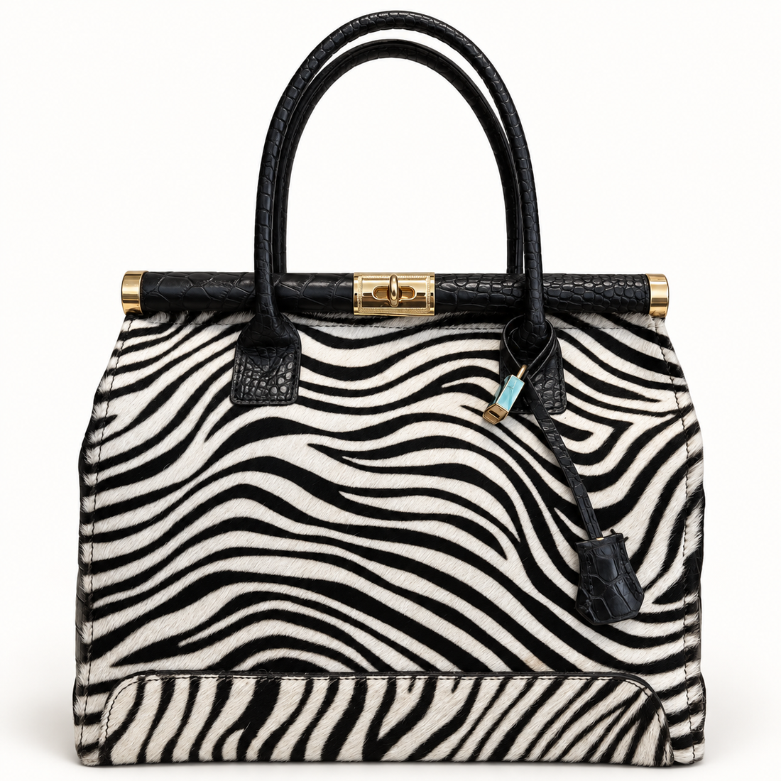 Caterina Zebra Pony Hair Leather Handbag - Oriana LaMarca Designs
