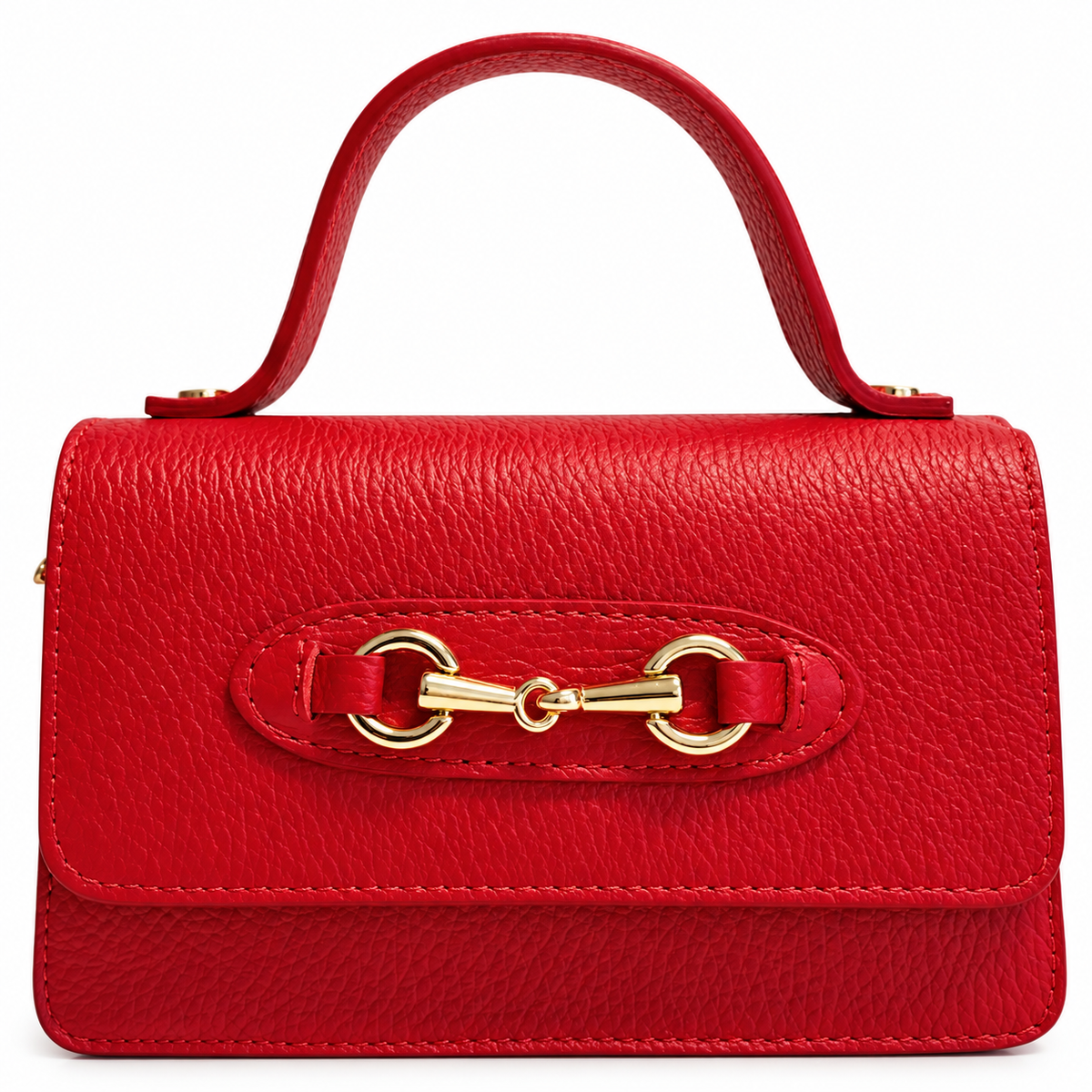 Angelina Red Leather Handbag on a white studio background